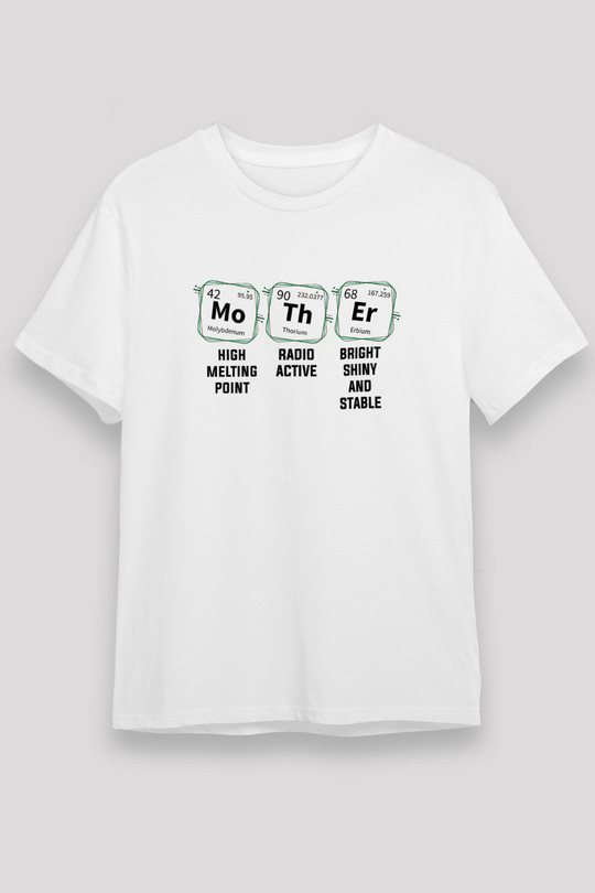 Kimya Periyodik Tablo Anne Baskılı Unisex Beyaz Tişört - Tshirt