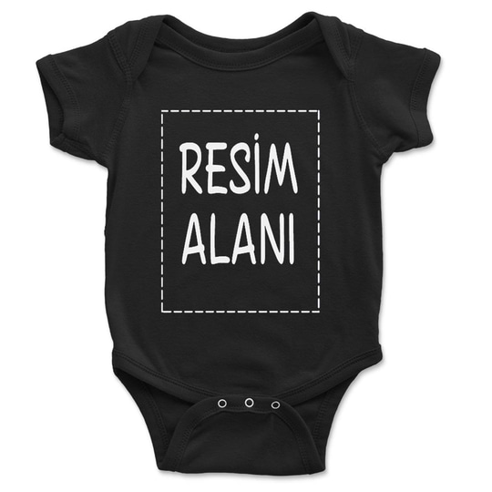 Kişiye Özel Siyah Bebek Body, Bebek Zıbın, Bebek Tulumu Tasarla