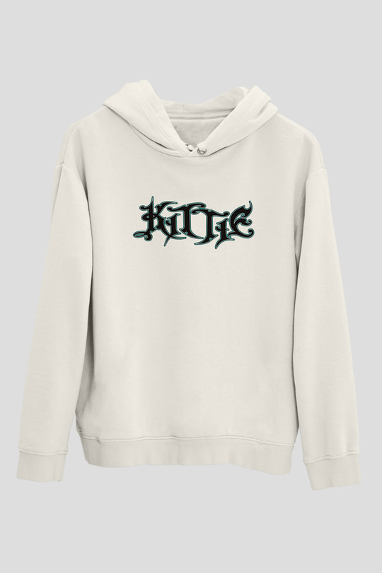 Kittie Baskılı Beyaz Unisex Kapüşonlu Sweatshirt