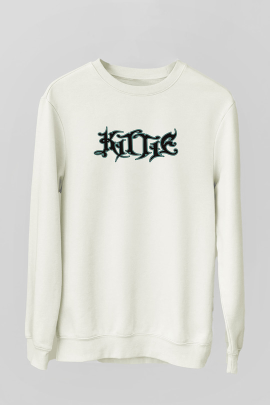 Kittie Baskılı Beyaz Unisex Sweatshirt