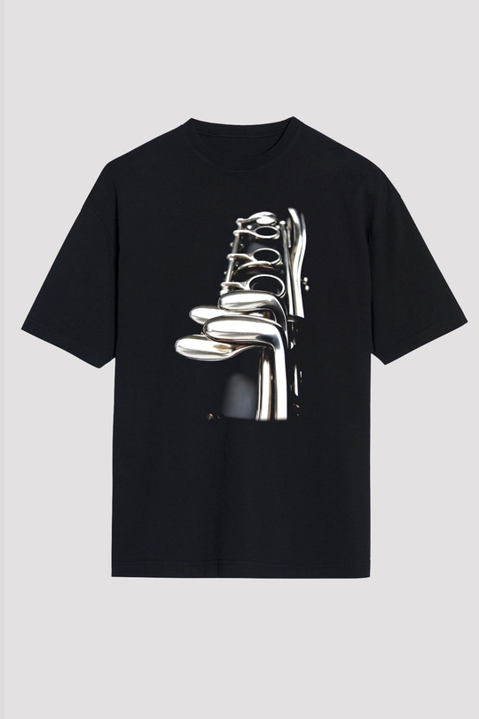 Klarnetçi Siyah Unisex Oversize Tişört T-Shirt