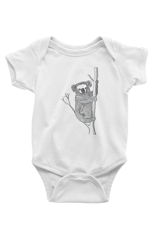 Koala Baskılı Beyaz Unisex Bebek Body - Zıbın