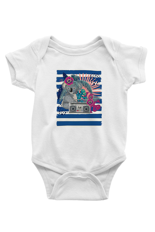 Koala Baskılı Beyaz Unisex Bebek Body - Zıbın