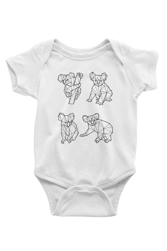 Koala Baskılı Beyaz Unisex Bebek Body - Zıbın