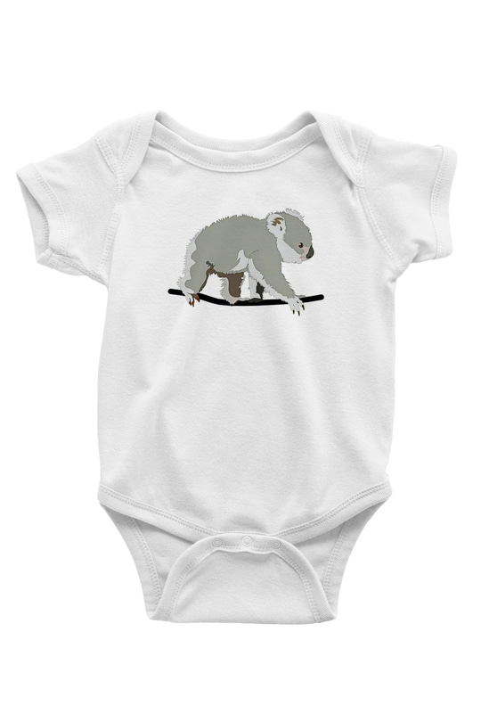 Koala Baskılı Beyaz Unisex Bebek Body - Zıbın