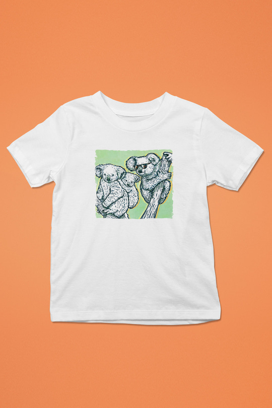 Koala Baskılı Beyaz Unisex Beyaz Çocuk Tişört - Tshirt