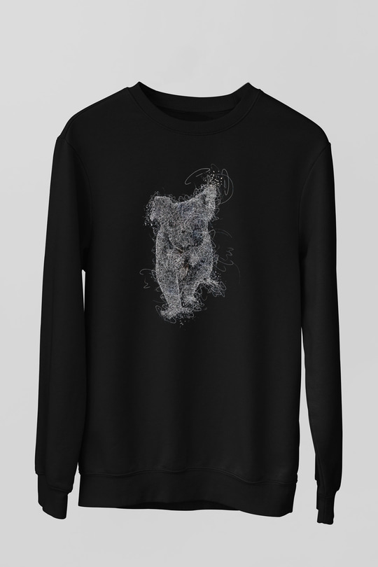 Koala Baskılı Unisex Siyah Sweatshirt