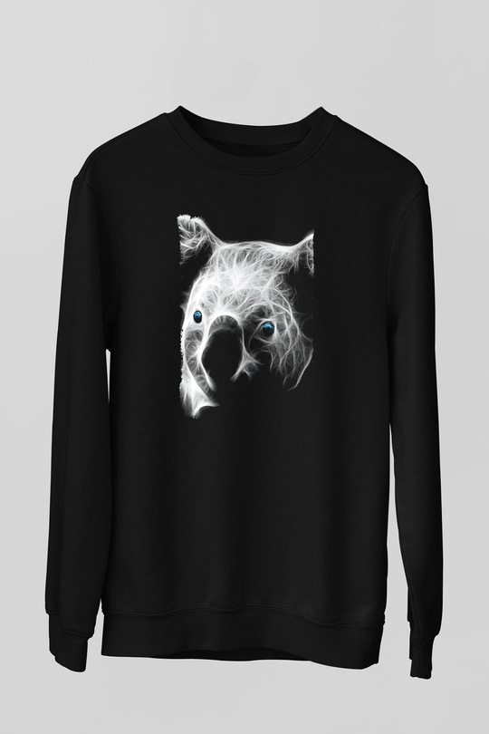 Koala Baskılı Unisex Siyah Sweatshirt