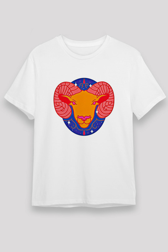 Koç Burcu Unisex Baskılı Beyaz Tişört - Tshirt