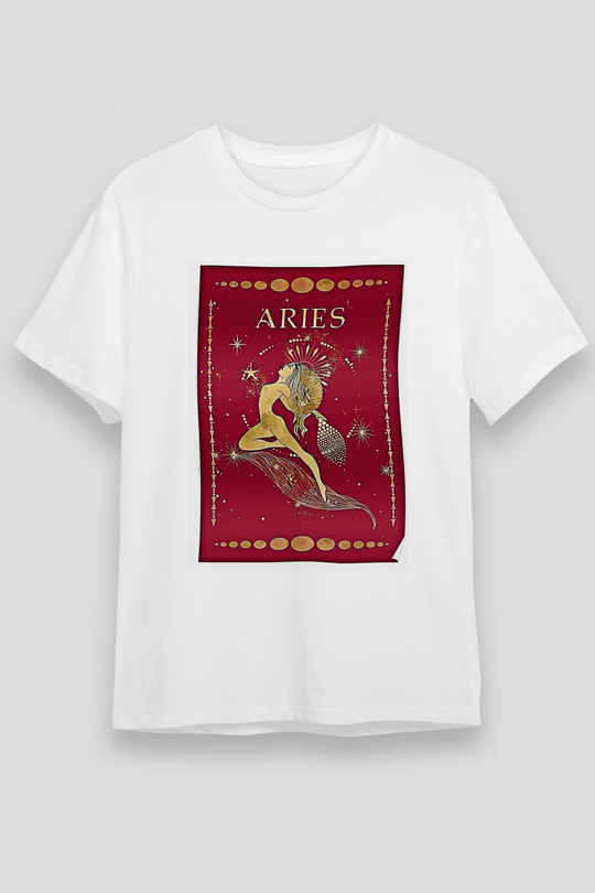 Koç Burcu Unisex Baskılı Beyaz Tişört - Tshirt