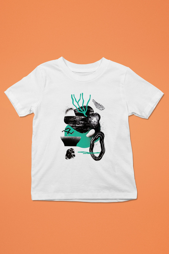 Kolaj Baskılı Beyaz Unisex Çocuk Tişört