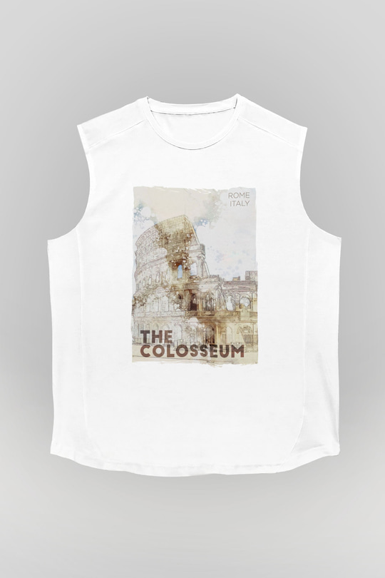 Kolezyum Beyaz Unisex Kolsuz Tişört