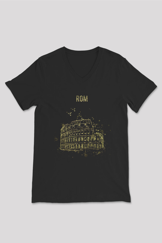 Kolezyum Siyah Unisex V Yaka Tişört