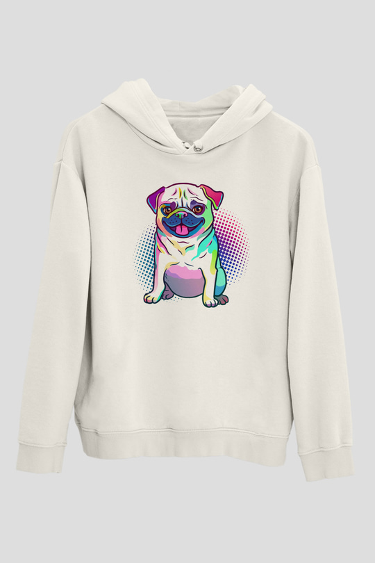 Köpek Beyaz Unisex Kapşonlu Sweatshirt