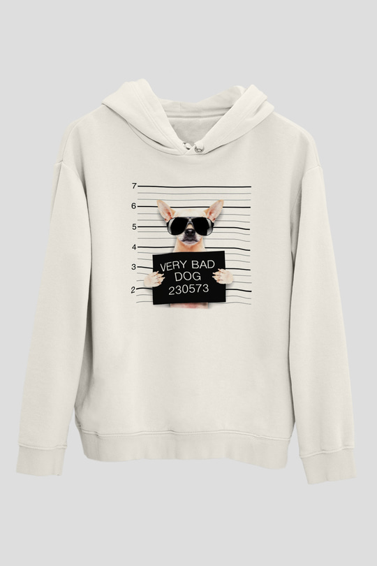 Köpek Beyaz Unisex Kapşonlu Sweatshirt