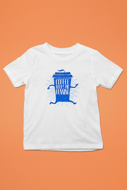 Koşu Baskılı Unisex Beyaz Çocuk Tişört - Tshirt