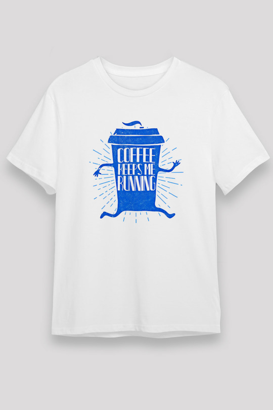 Koşu Baskılı Unisex Beyaz Tişört - Tshirt