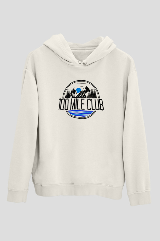 Koşu Baskılı Unisex Ekru Hoodie