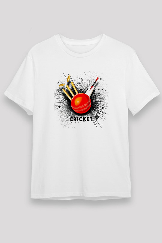 Kriket Baskılı Unisex Beyaz Tişört - Tshirt