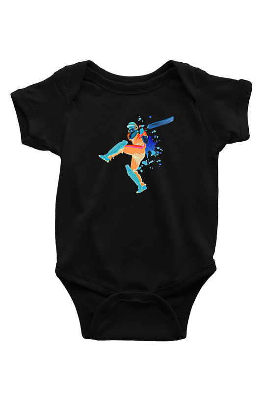 Kriket - Cricket Baskılı Unisex Siyah Bebek Body - Zıbın