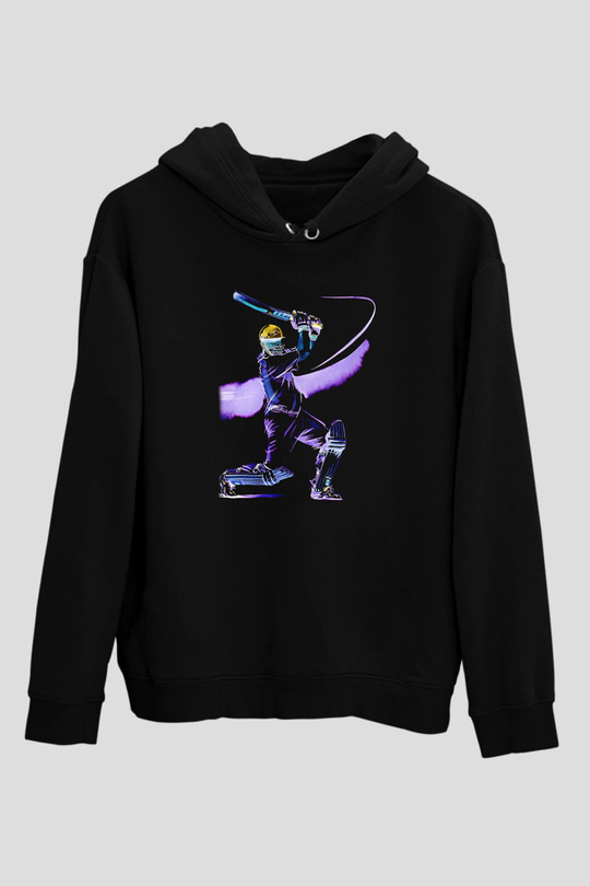 Kriket - Cricket Baskılı Unisex Siyah Hoodie