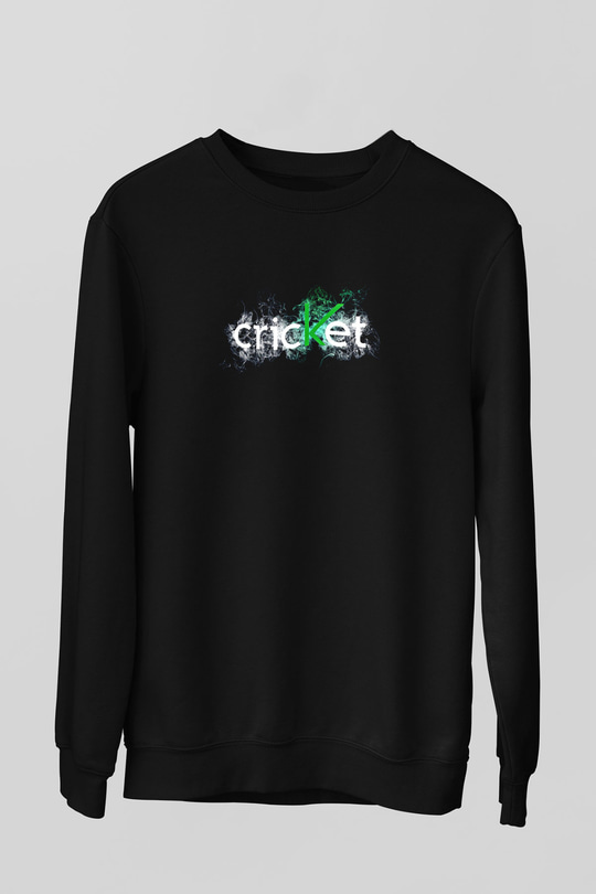 Kriket - Cricket Baskılı Unisex Siyah Sweatshirt