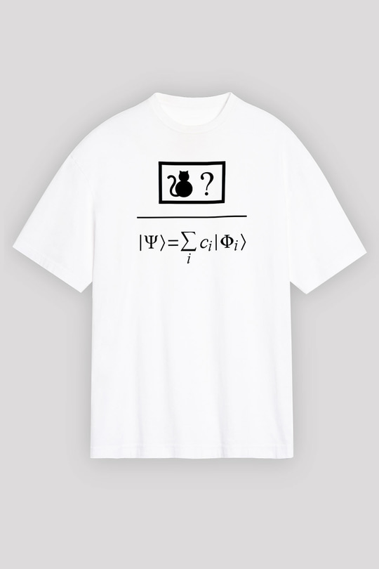 Kuantum Süper Pozisyon Baskılı Unisex Oversize Beyaz Tişört - Tshirt