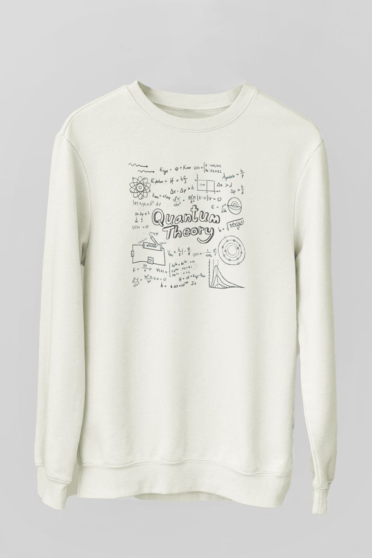 Kuantum Teorisi Enerji Formülleri Baskılı Unisex Beyaz Sweatshirt