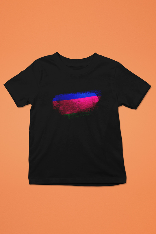 Kuban Halk Cumhuriyeti Bayrağı Baskılı Unisex Siyah Çocuk Tişörtü