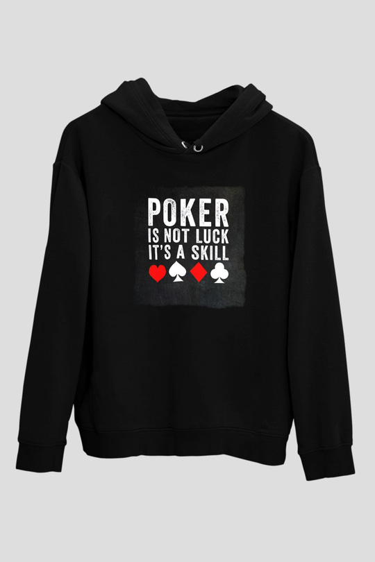 Kumarbaz Siyah Unisex Kapüşonlu Sweatshirt