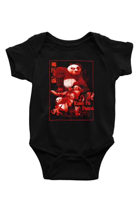 Kung Fu Panda BaskılıSiyah  Bebek Body - Zıbın