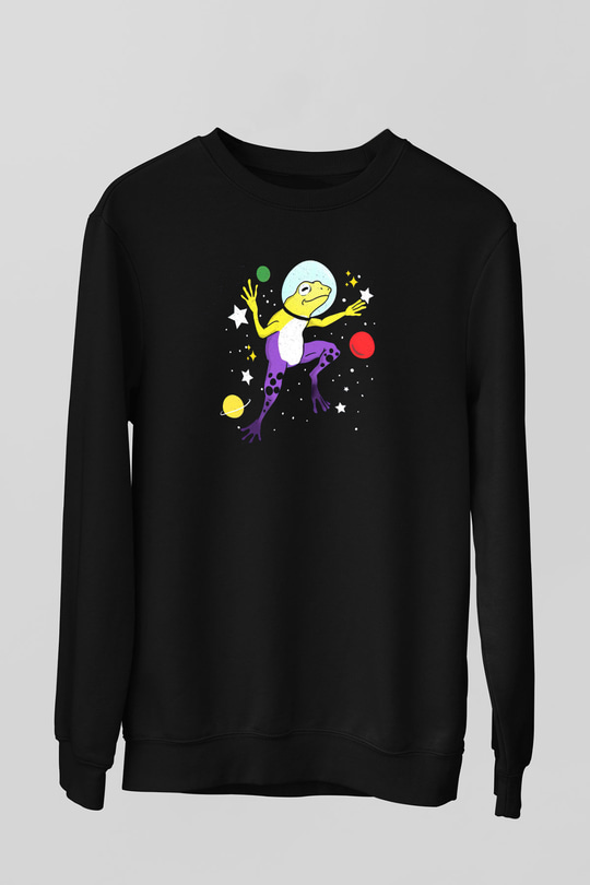 Kurbağa Siyah Unisex Sweatshirt