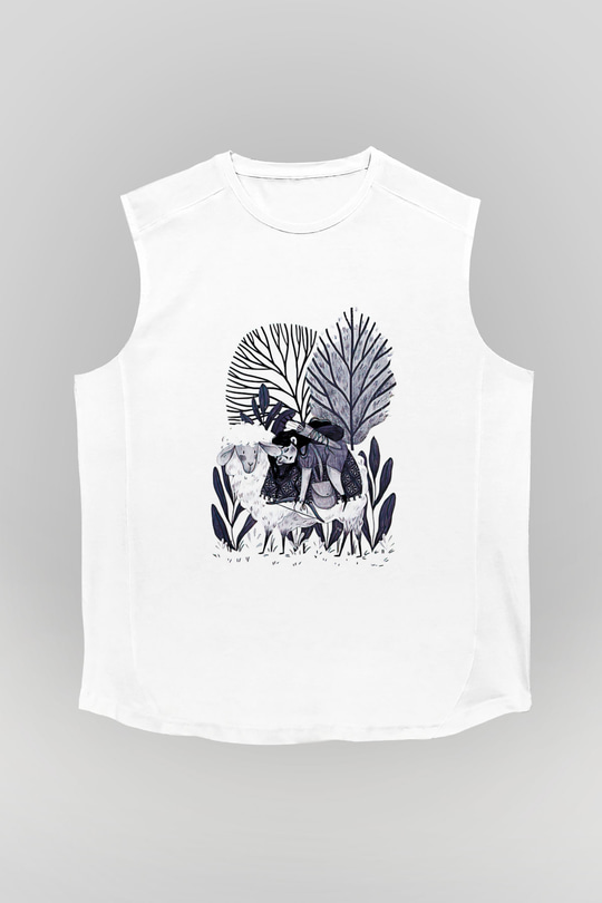 Kurban Bayramı Baskılı Beyaz Unisex Kolsuz Tişört - Tshirt