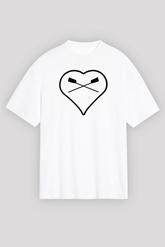 Kürek Baskılı Unisex Beyaz Oversize Tişört - Tshirt