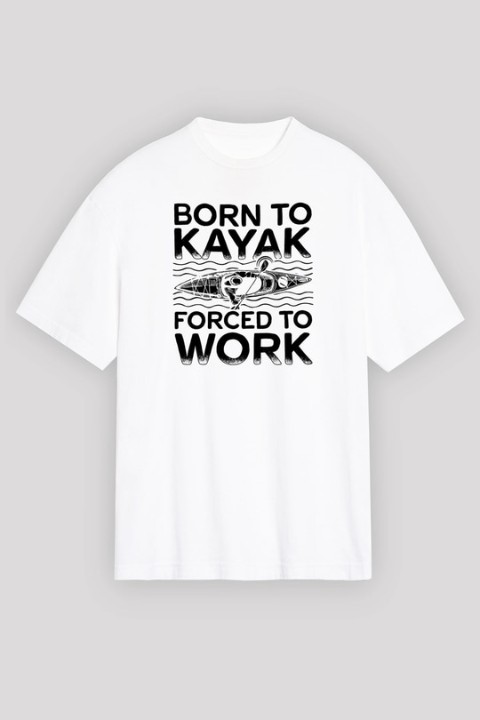 Kürek Baskılı Unisex Beyaz Oversize Tişört - Tshirt