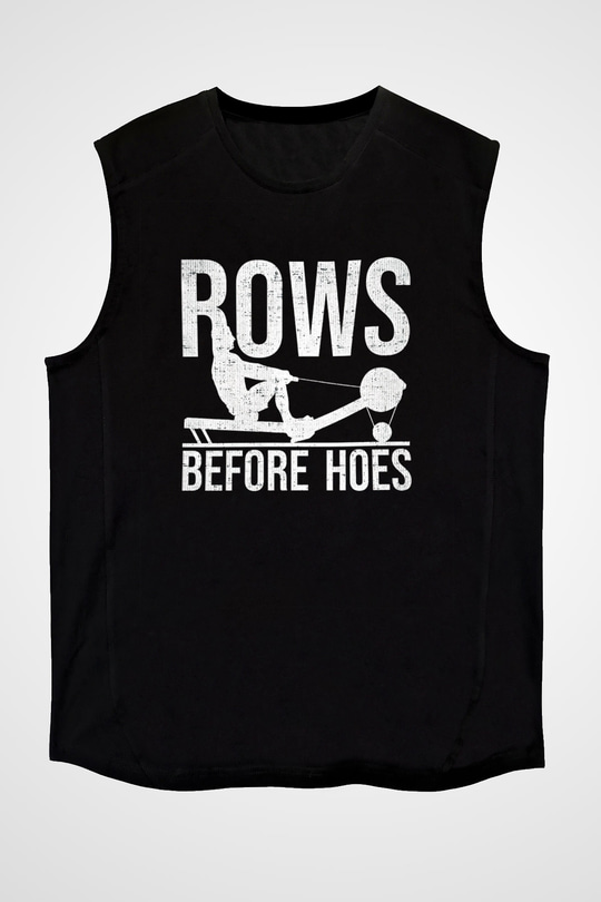 Kürek - Rowing Sport Baskılı Unisex Siyah Kolsuz Tişört