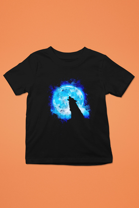 Kurt Baskılı Unisex Siyah  Çocuk Tişört