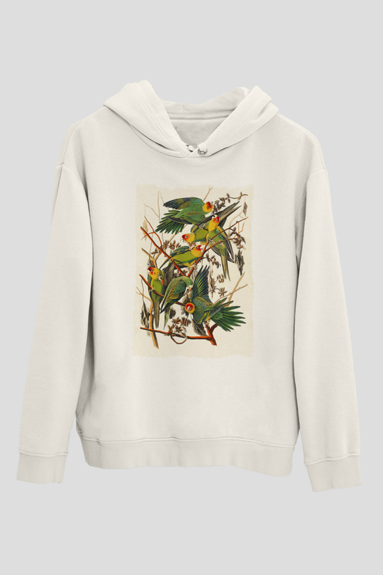 Kuş Beyaz Unisex Hoodie