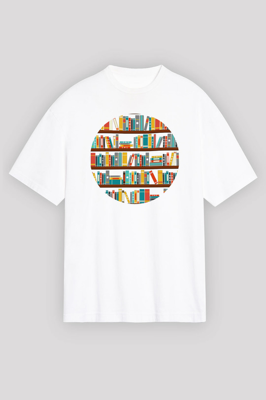 Kütüphaneci Beyaz Unisex Oversize Tişört T-Shirt