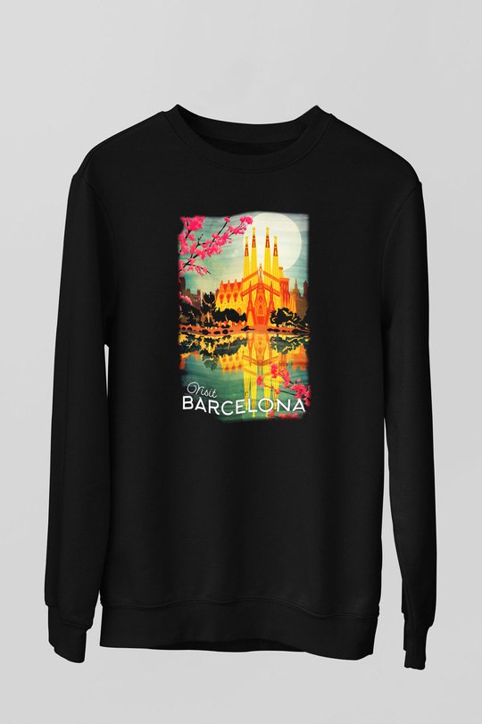 La Sagrada Familia Siyah Unisex Sweatshirt