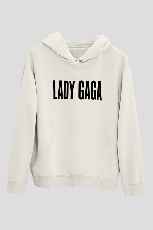 Lady Gaga Beyaz Unisex Kapşonlu Sweatshirt