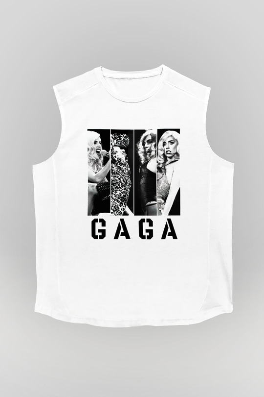 Lady Gaga Beyaz Unisex Kolsuz Tişört