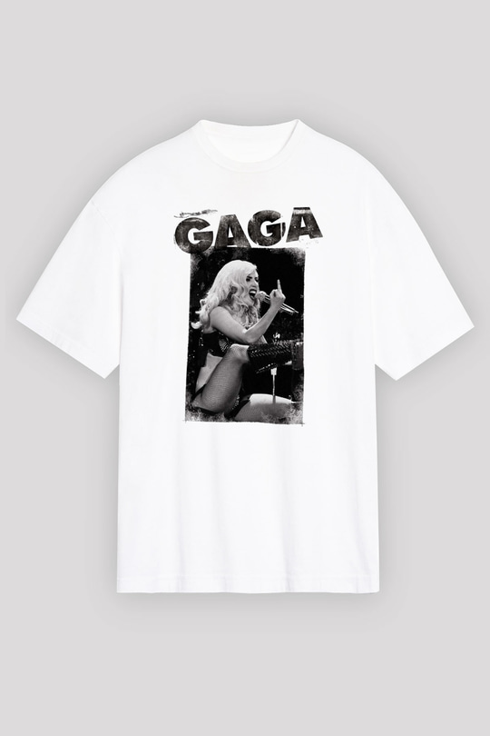 Lady Gaga Beyaz Unisex Oversize Tişört T-Shirt