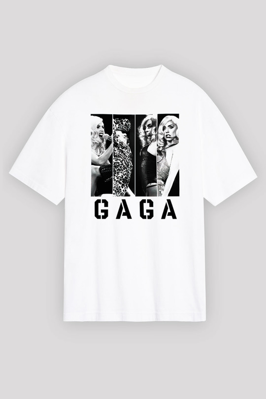 Lady Gaga Beyaz Unisex Oversize Tişört T-Shirt