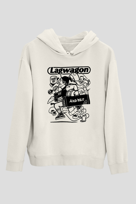 Lagwagon Baskılı Beyaz Unisex Kapüşonlu Sweatshirt