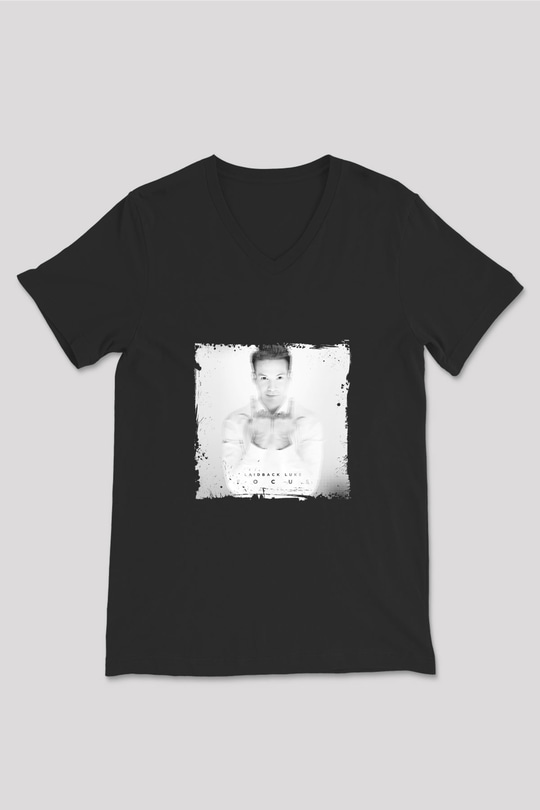 Laidback Luke Baskılı Unisex Siyah V Yaka Tişört