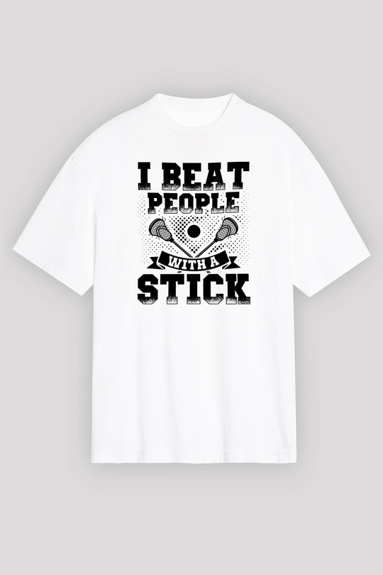 Lakros Baskılı Unisex Beyaz Oversize Tişört - Tshirt