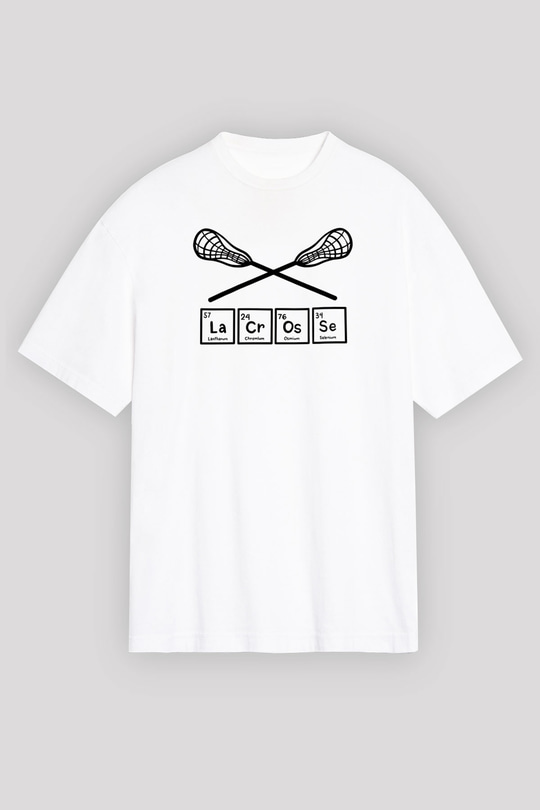 Lakros Baskılı Unisex Beyaz Oversize Tişört - Tshirt