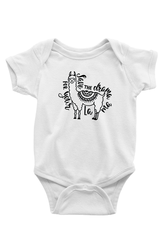 Lama Baskılı Beyaz Unisex Bebek Body - Zıbın