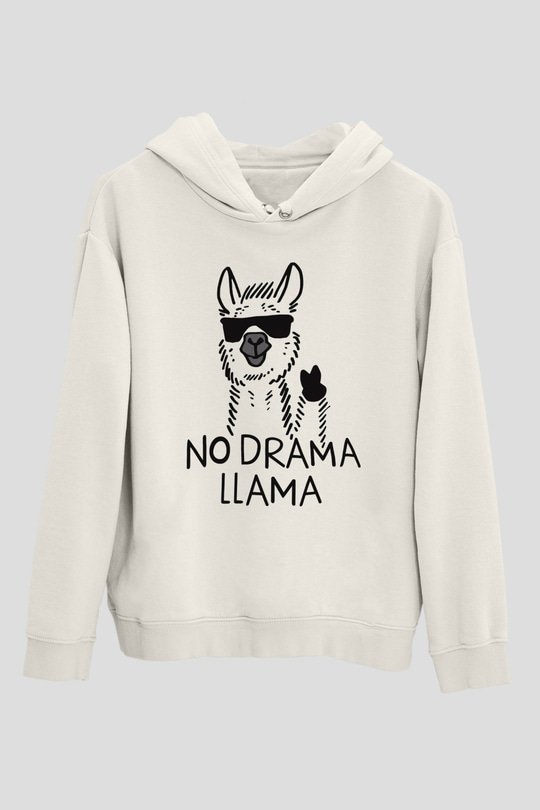 Lama Beyaz Unisex Kapşonlu Sweatshirt
